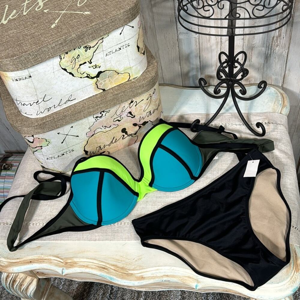Xhilaration and Vanilla Beach Bikini Set with Underwire D/DD and XL Bottoms